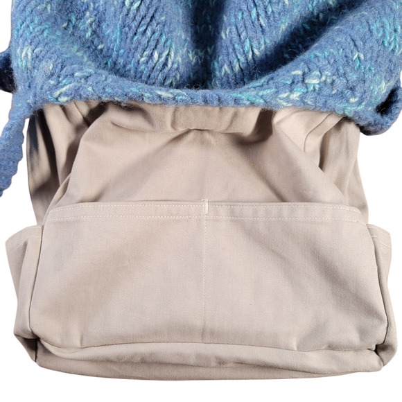 Handmade Felted Wool Shoulder Bag Blue Knit Purse Cotton Lined with Pockets Boho - Picture 7 of 15